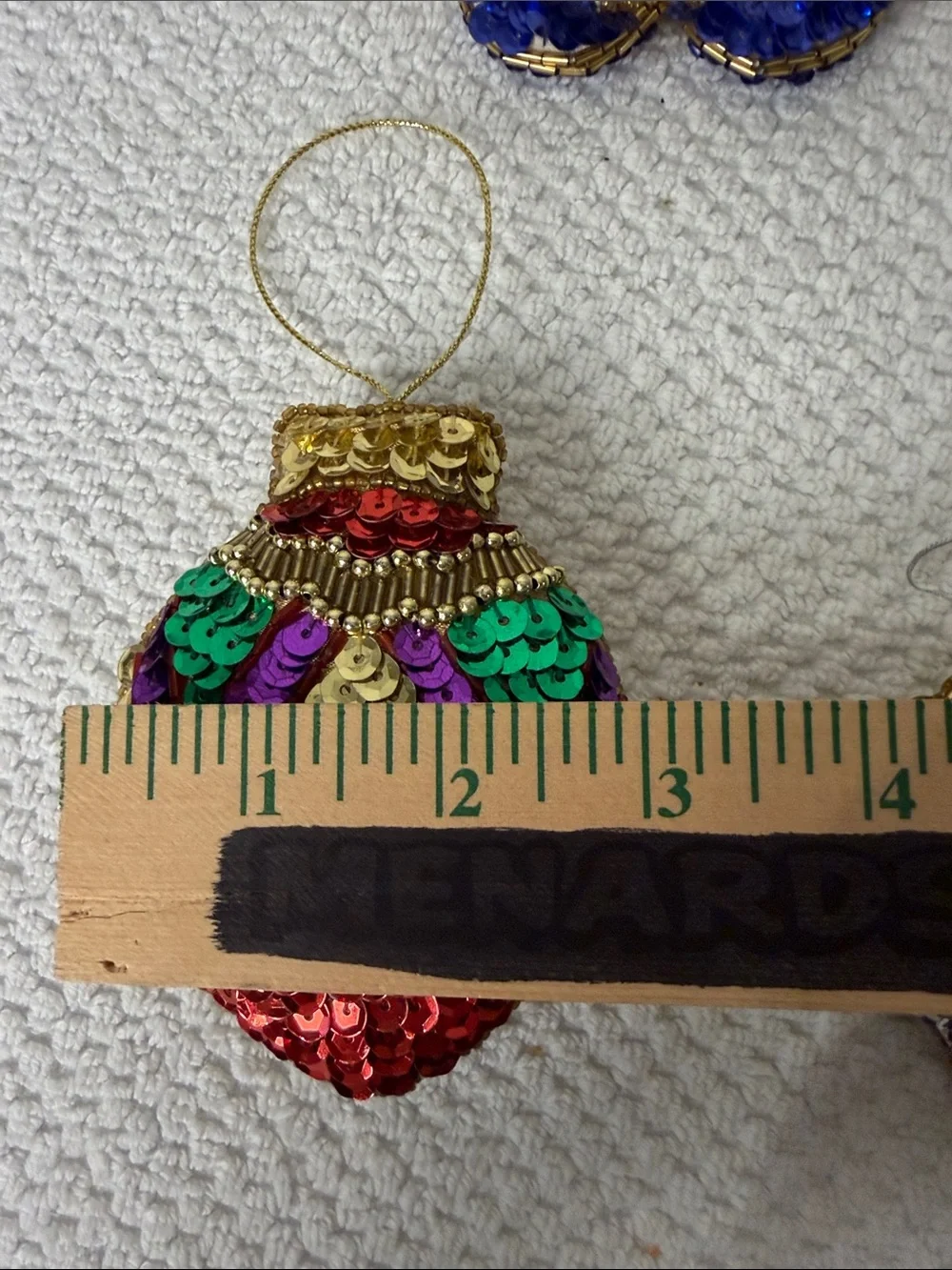 Vintage Handmade Beaded Sequin Christmas Holiday Ornament Set of 4 Kitsch Retro